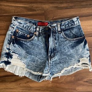 Acid wash Jean shorts with holes